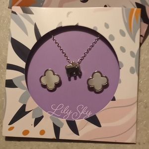 Lily sky elephant necklace and earrings